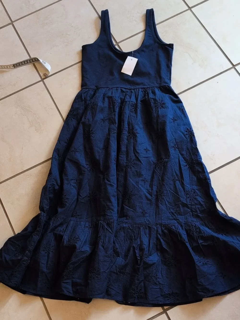 NWT J. Crew Midi Dress Mixed-media Eyelet Blue Lined Size XSP